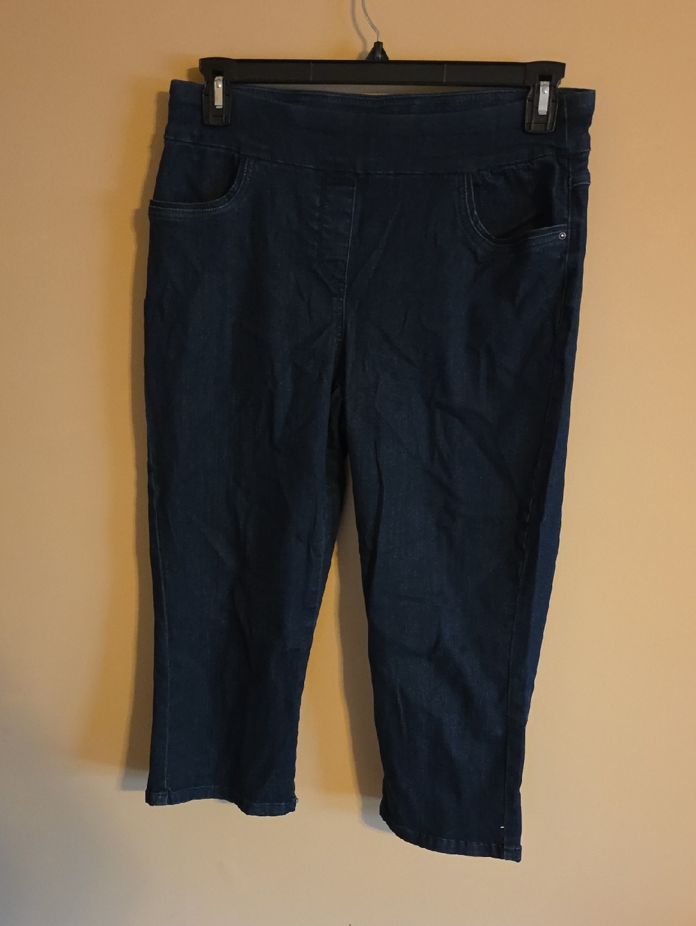 Womens Coral Bay Pull On Dark Wash Jean Capri Pants Size 8